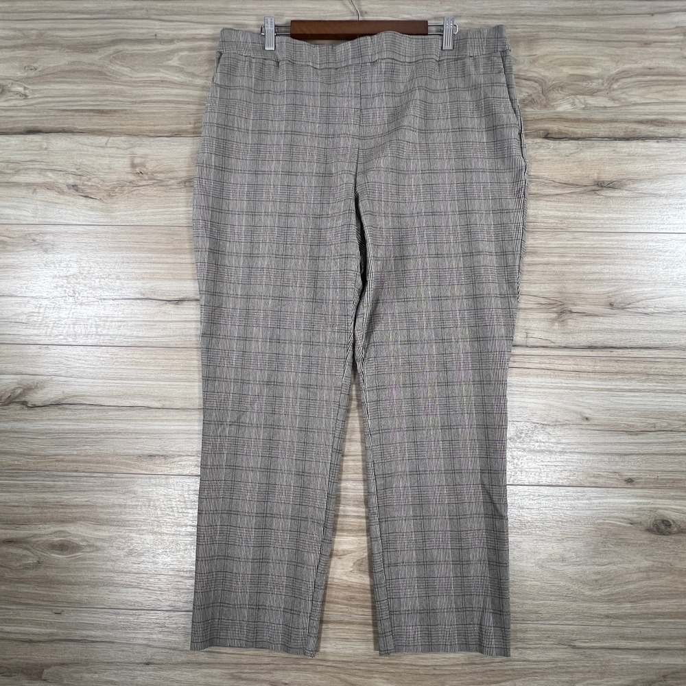 Hilary Radley Womens XXL Grey Glen Plaid Pull On Dress Pants